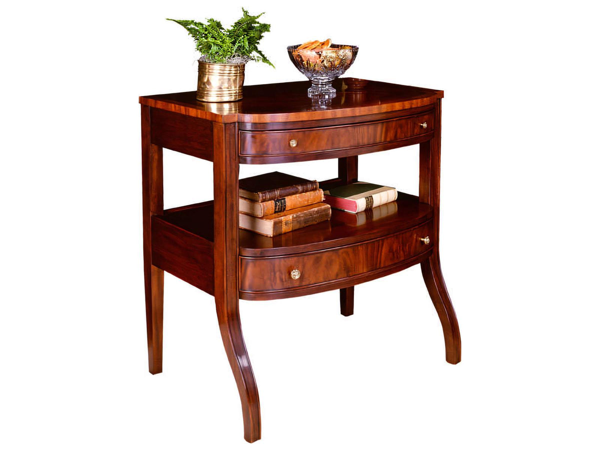 2-Drawer Wood Nightstand with Open Shelf