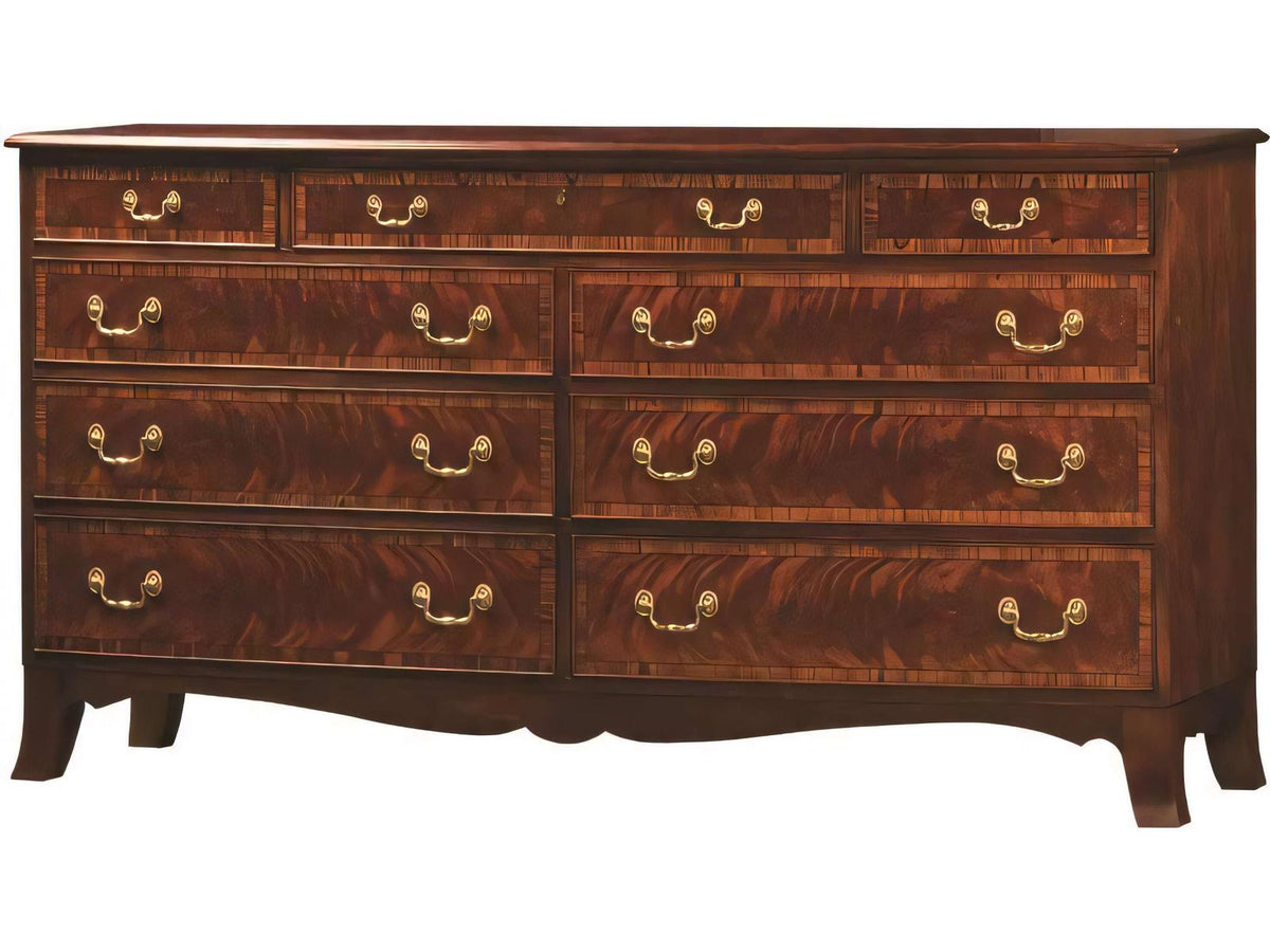 Bowfront 9-Drawer Wood Dresser