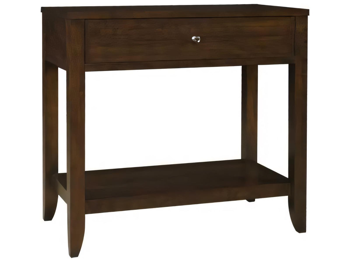 1-Drawer Brown Mahogany Wood Nightstand with Saber Legs