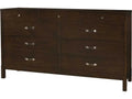 9-Drawer Triple Dresser in Brown Mahogany Wood