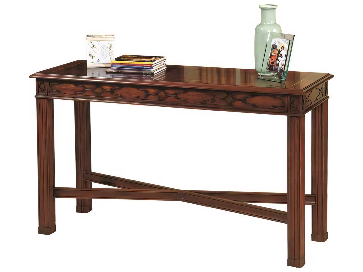 Rectangular Console Table with Mahogany Veneer Top