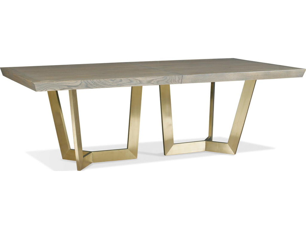 Odyssey Rectangular Extendable Dining Table in Washed Canvas and Champagne Bronze