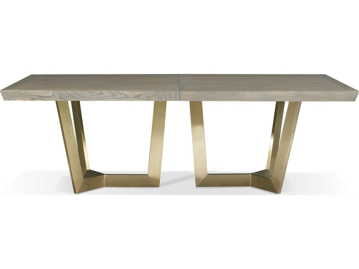Odyssey Rectangular Extendable Dining Table in Washed Canvas and Champagne Bronze