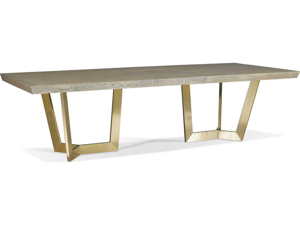 Odyssey Rectangular Extendable Dining Table in Washed Canvas and Champagne Bronze