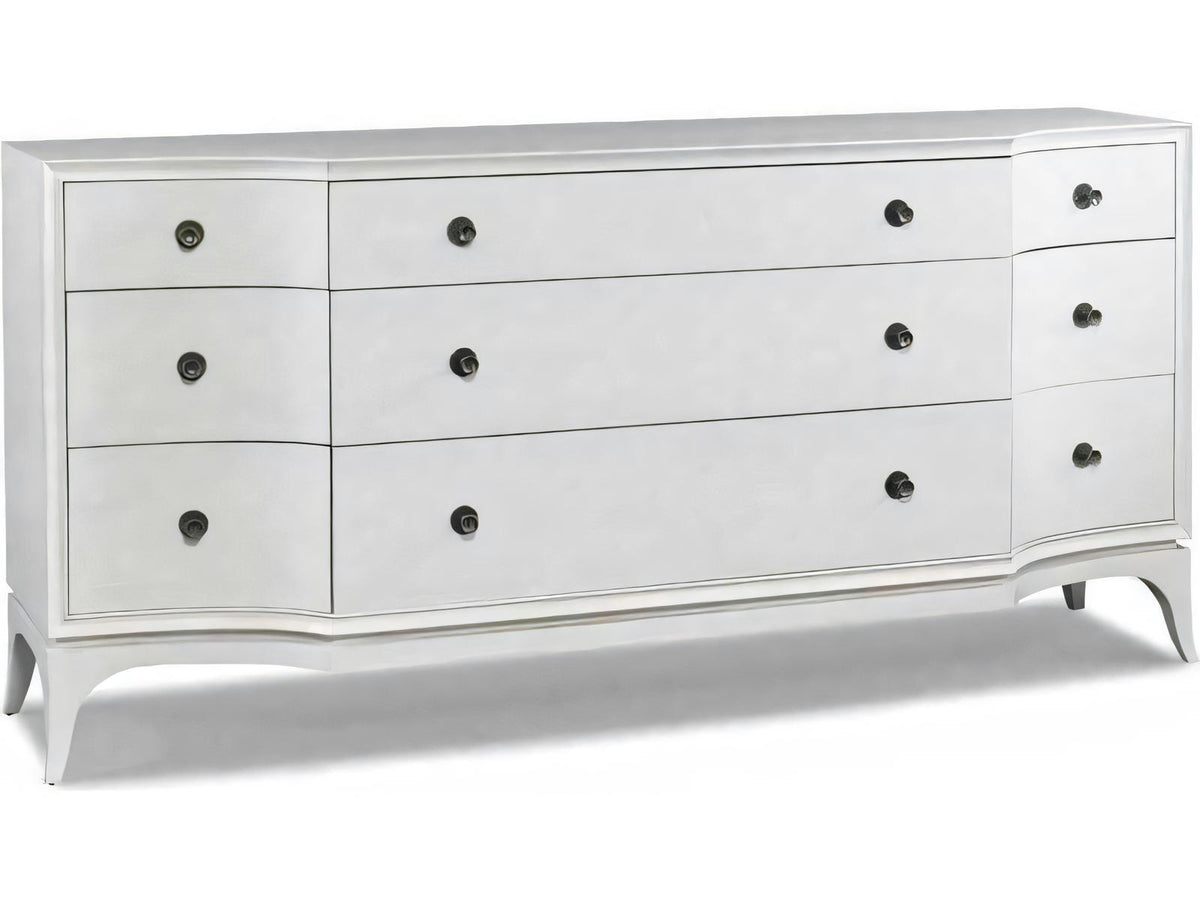 Terra Modern 9-Drawer Dresser in Modern Walnut with Polished Nickel Hardware