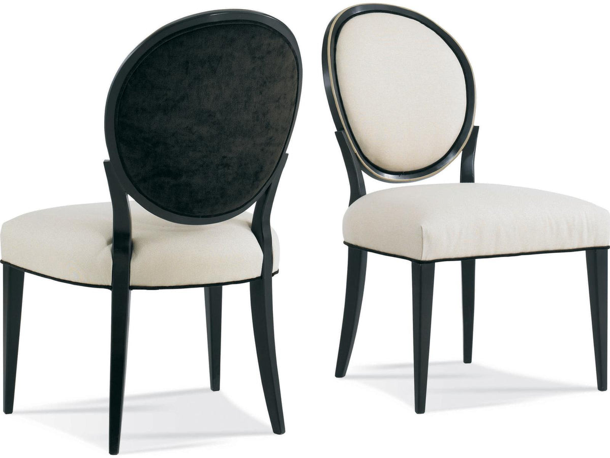 Stratos Katie Black Beech Wood Upholstered Oval Back Side Dining Chair