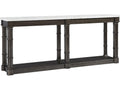 Reimagine Rectangular Console Table with Volakas Stone Top and Black Nickel Finish