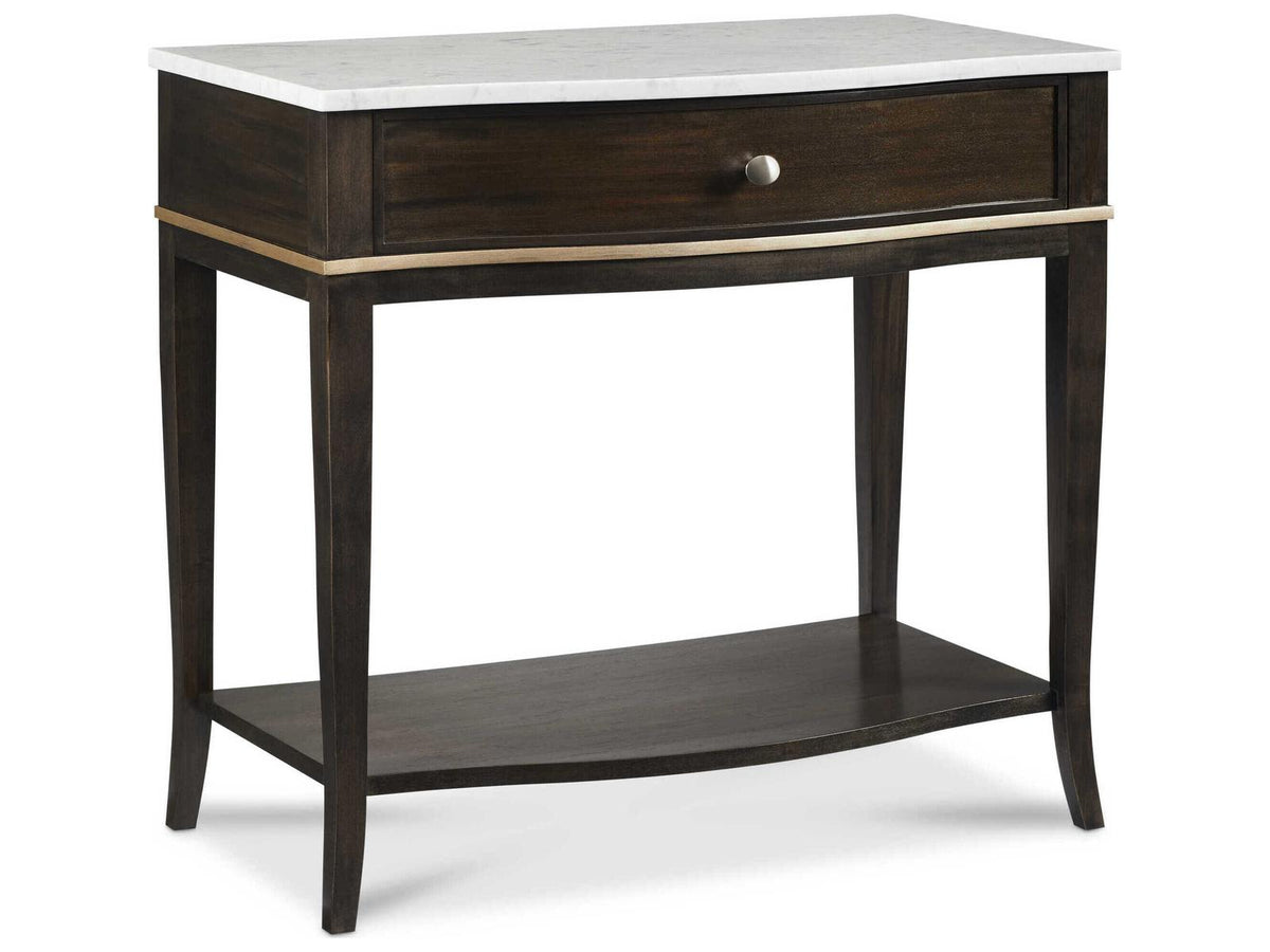 Reimagine 1-Drawer Brown Hardwood Nightstand with Stone Top