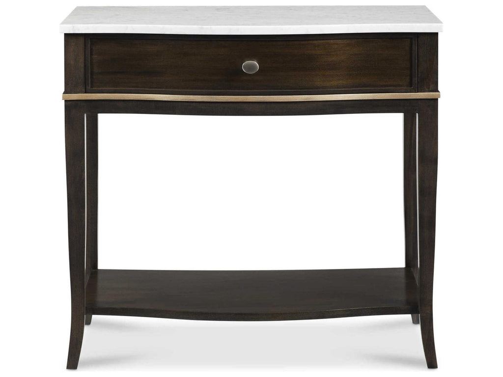 Reimagine 1-Drawer Brown Hardwood Nightstand with Stone Top