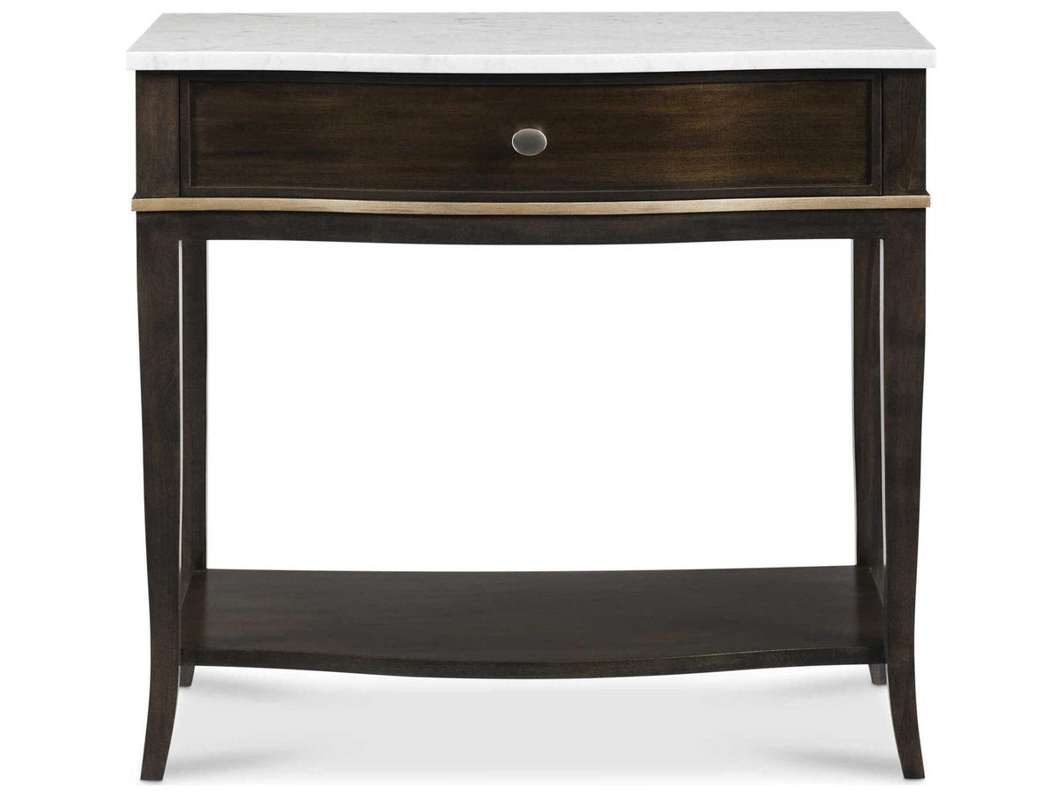 Reimagine 1-Drawer Brown Hardwood Nightstand with Stone Top