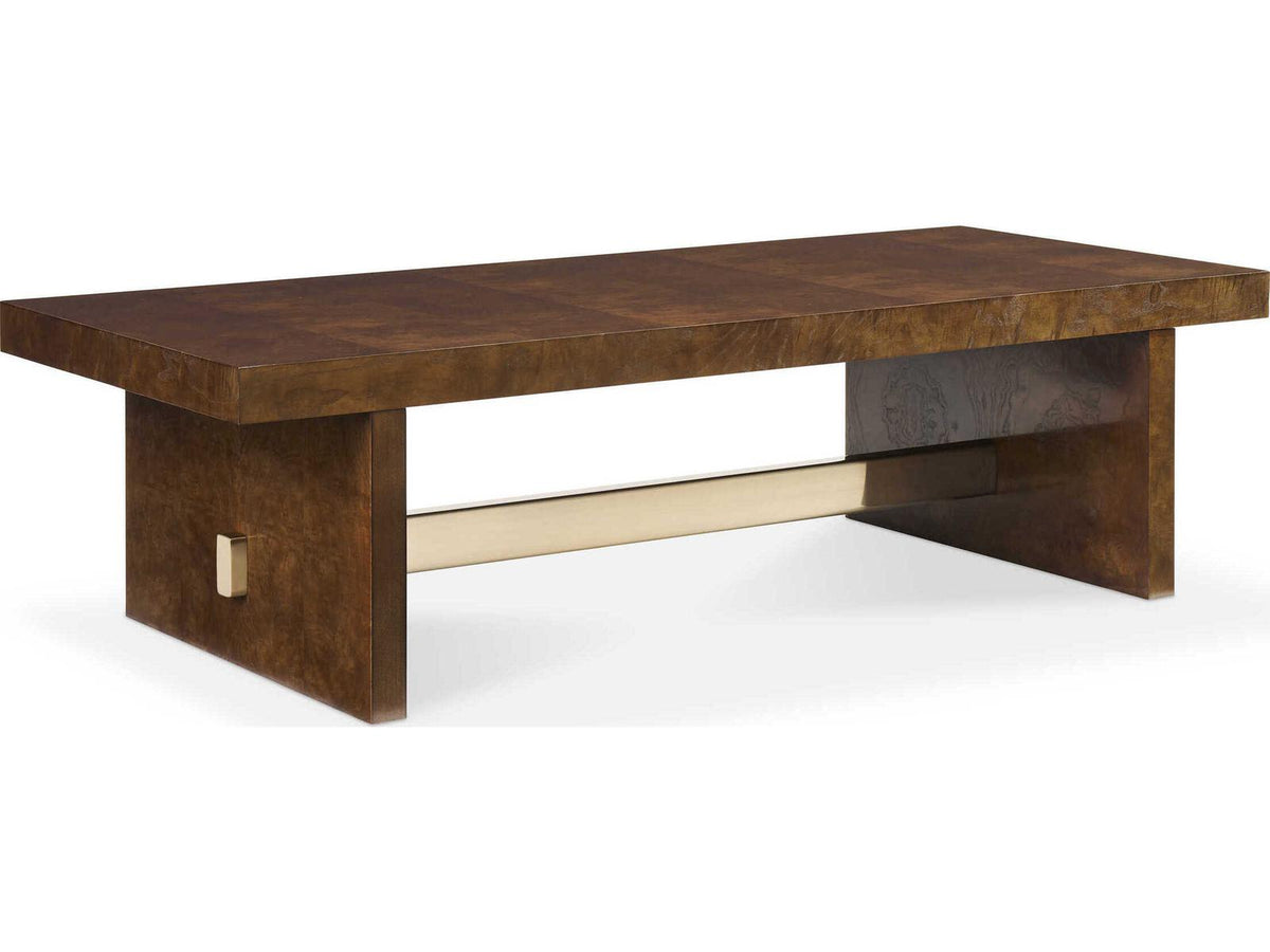 Grangier Rectangular Wood Cotswold Coffee Table with Brass Stretcher