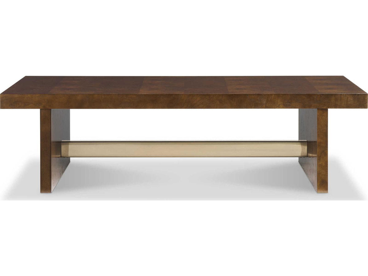 Grangier Rectangular Wood Cotswold Coffee Table with Brass Stretcher