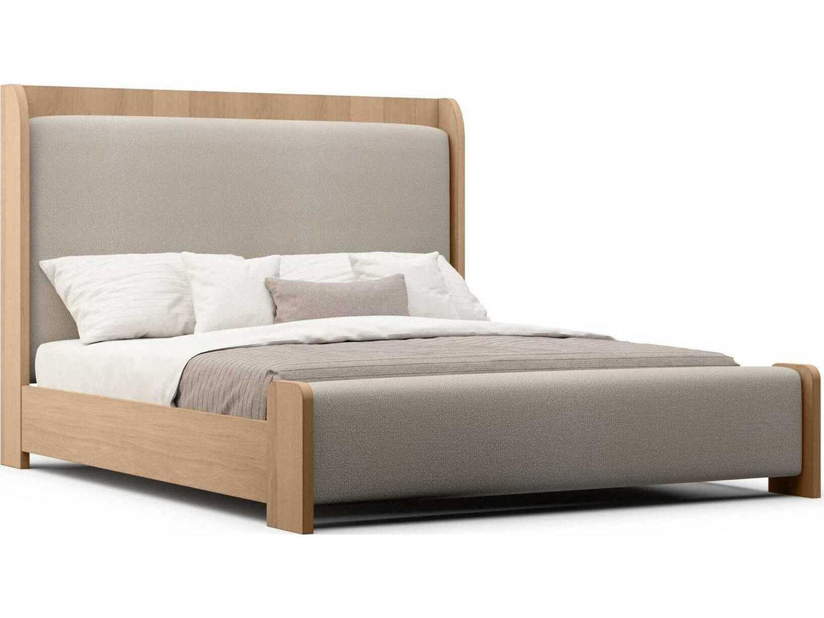 Revival 81 Frio King Upholstered Panel Bed in Light Oak and Beige