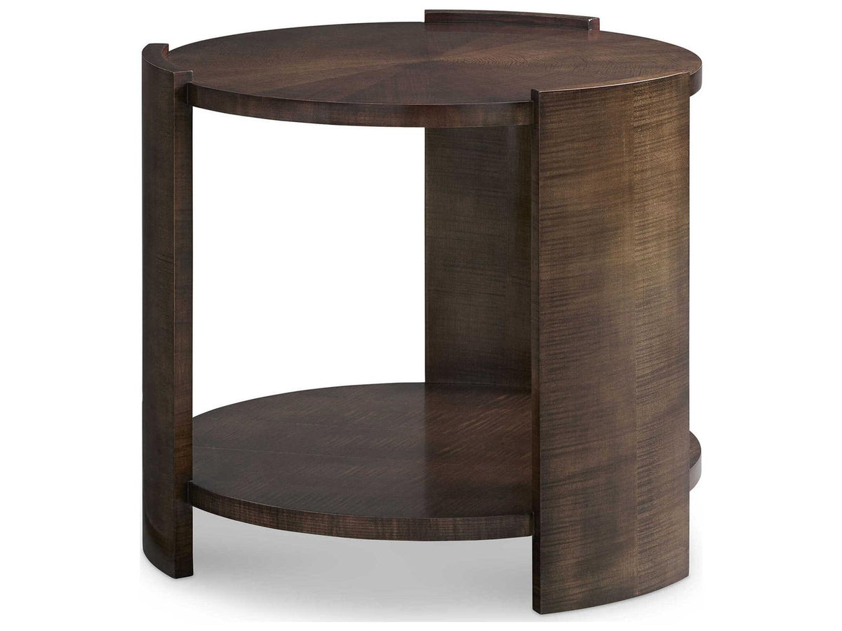 Belvedere Round Wood End Table with Shelf