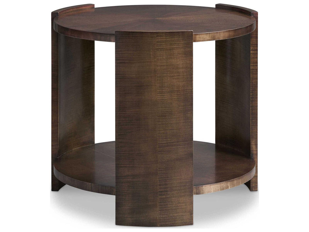 Belvedere Round Wood End Table with Shelf