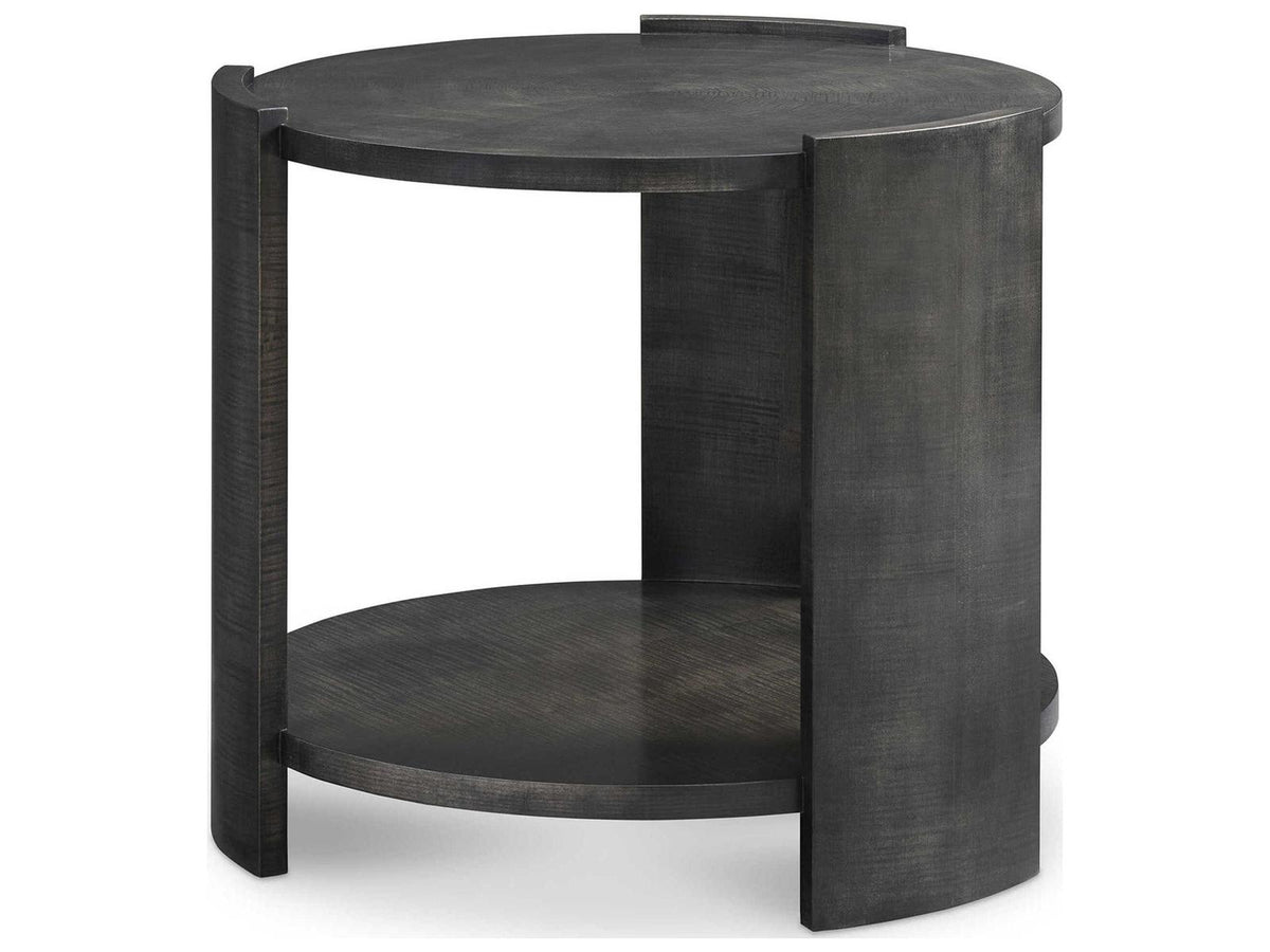 Belvedere Round Wood End Table with Shelf