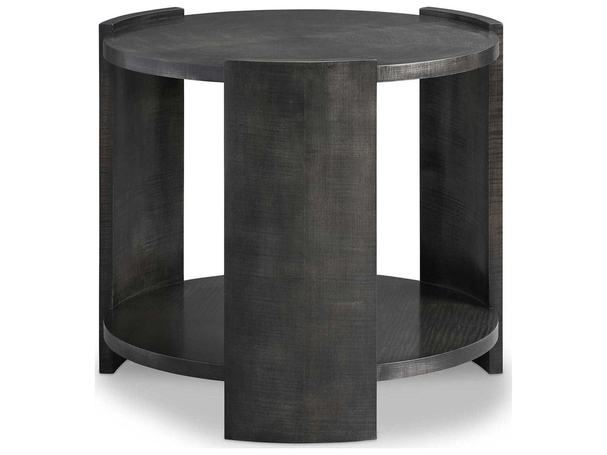 Belvedere Round Wood End Table with Shelf