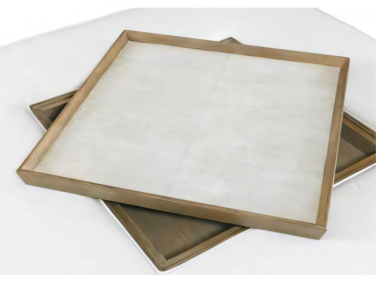 A La Carte Square Fabric Taupe Shagreen Westwood Cocktail Table With Tray