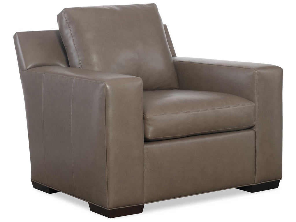 Octavius Upholstered Leather Accent Chair in Fergus Truffle
