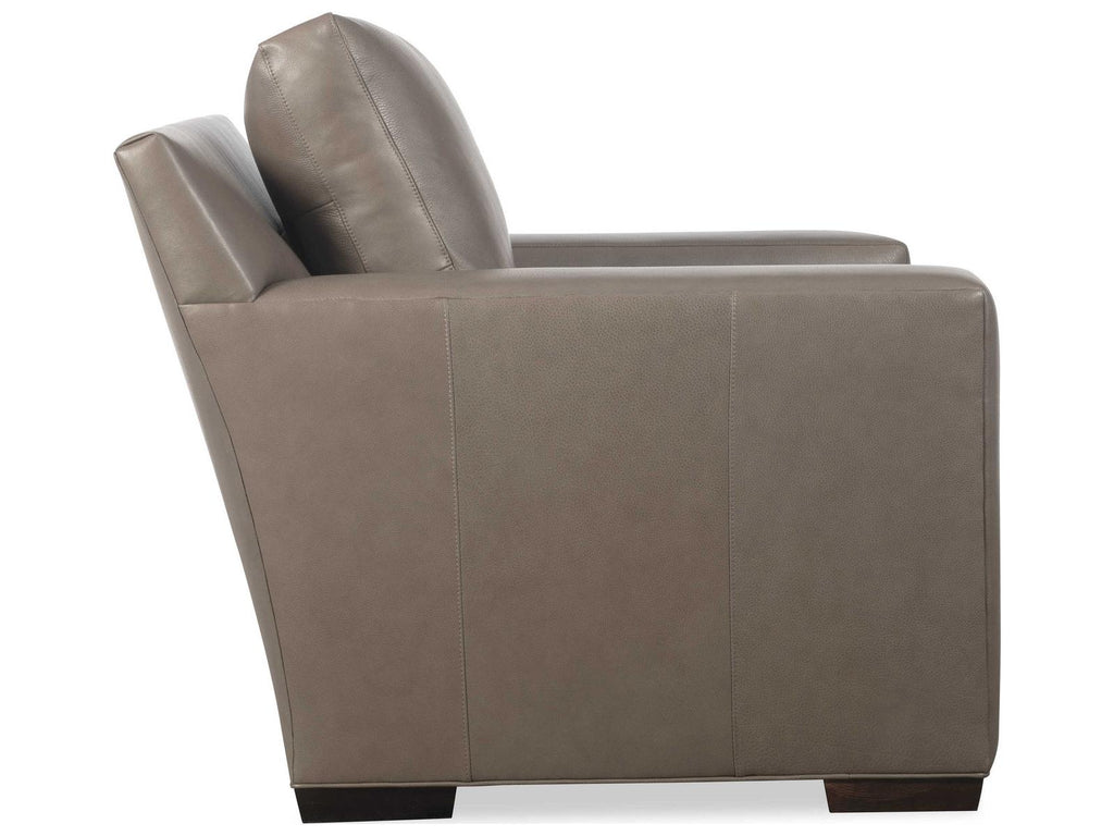 Octavius Upholstered Leather Accent Chair in Fergus Truffle