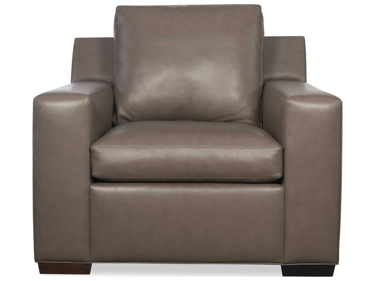 Octavius Upholstered Leather Accent Chair in Fergus Truffle