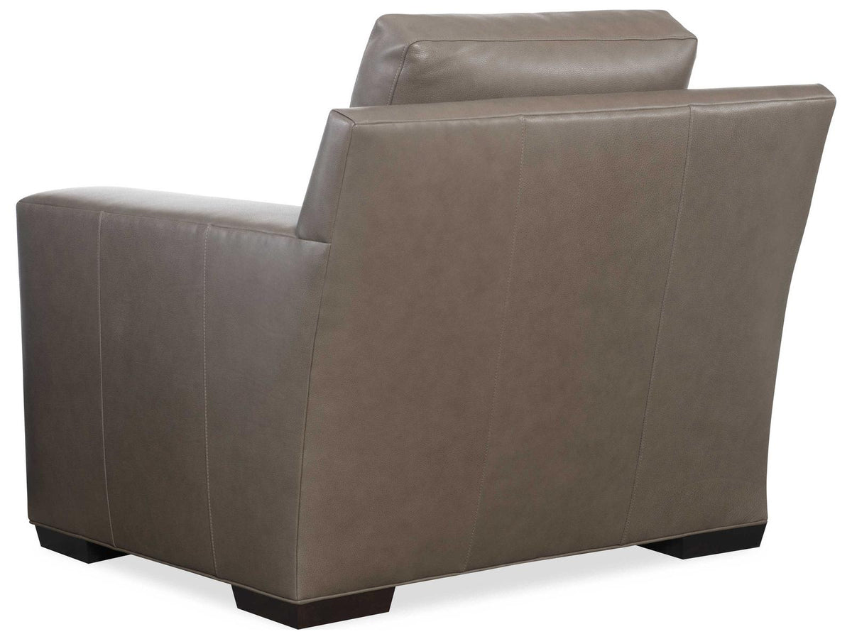 Octavius Upholstered Leather Accent Chair in Fergus Truffle