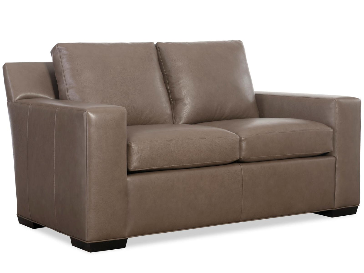 Octavius Fergus Truffle Leather Loveseat with Track Arms
