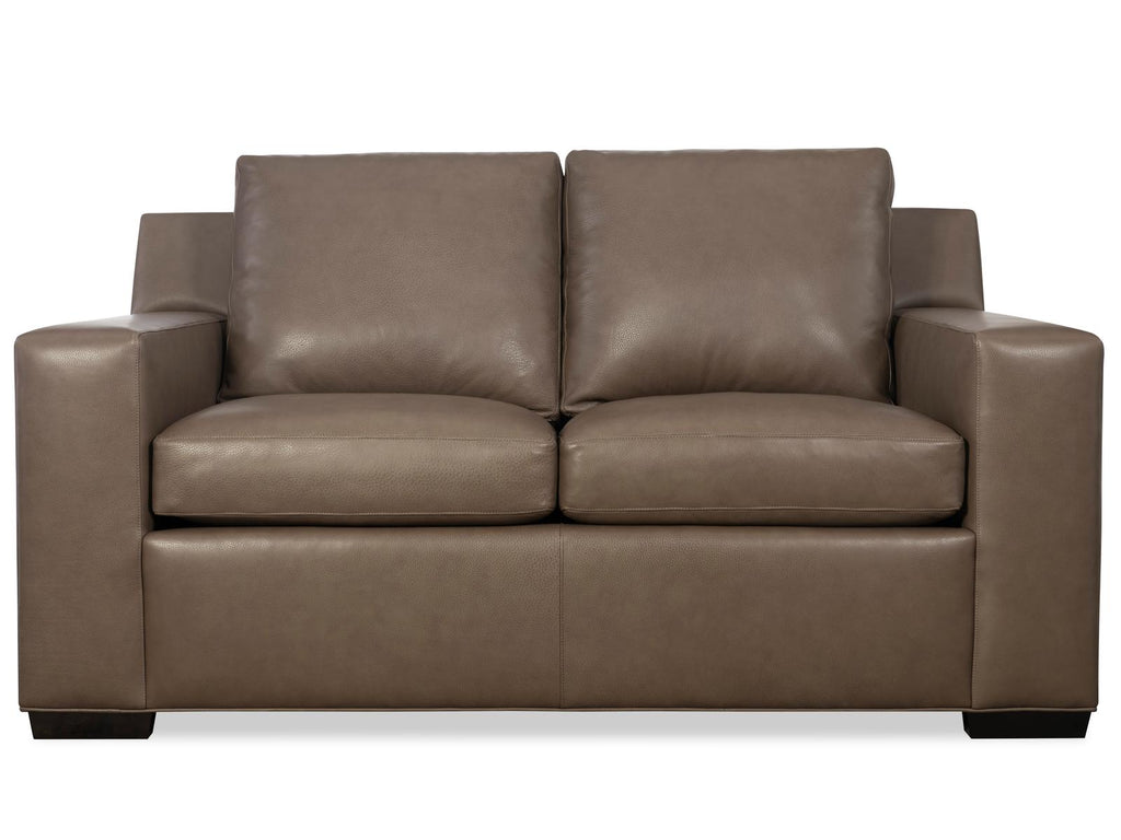 Octavius Fergus Truffle Leather Loveseat with Track Arms