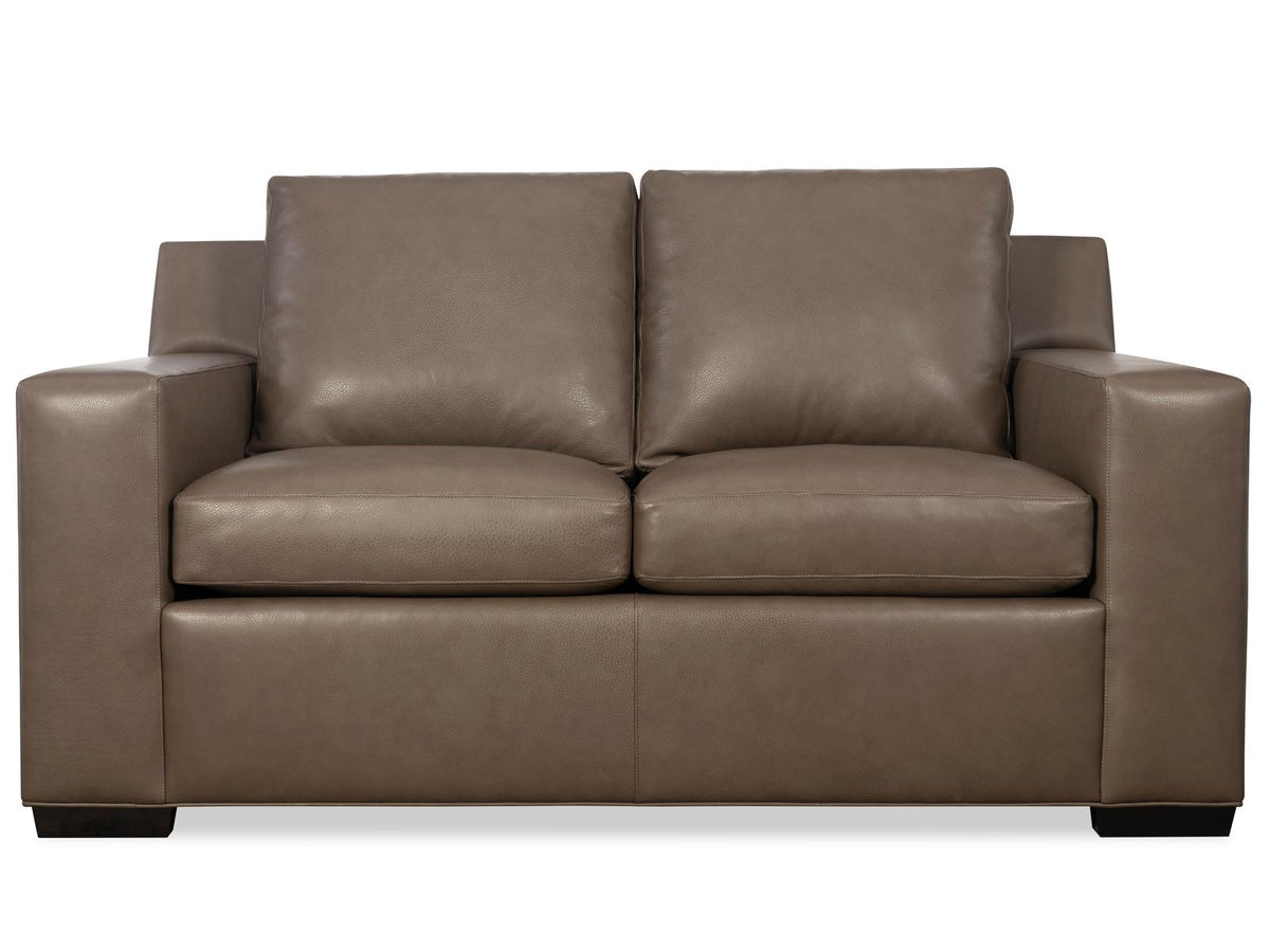 Octavius Fergus Truffle Leather Loveseat with Track Arms