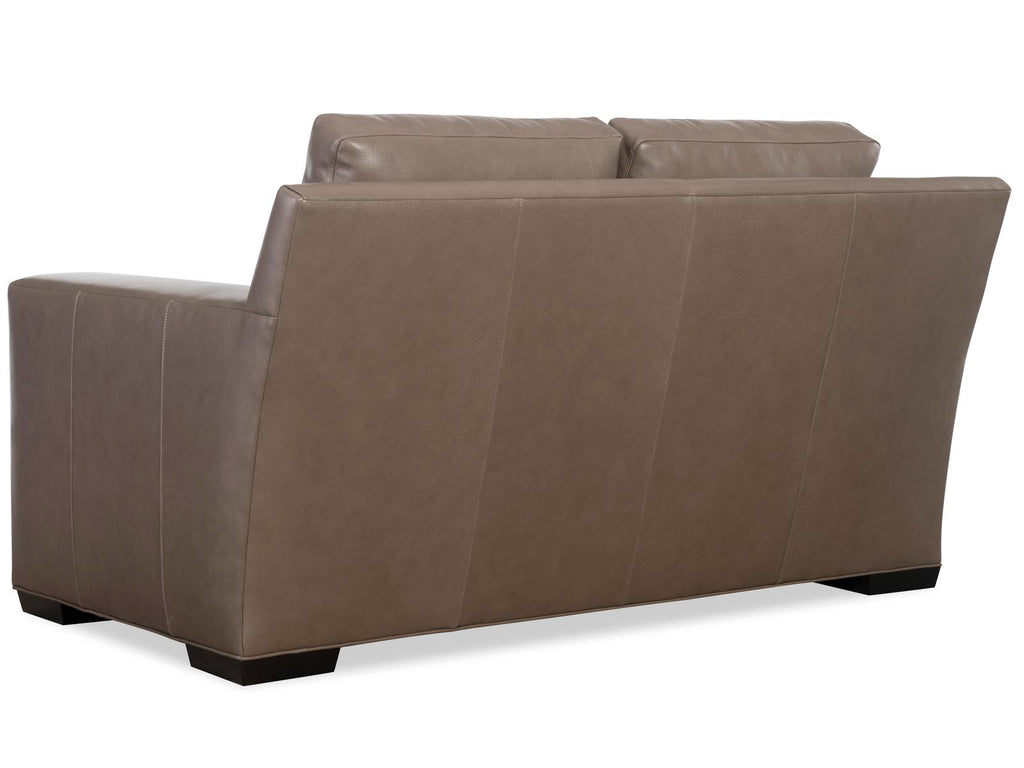 Octavius Fergus Truffle Leather Loveseat with Track Arms