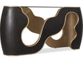 Melange Even and Flow Console Table with Smoked Glass Top in Black and Gold