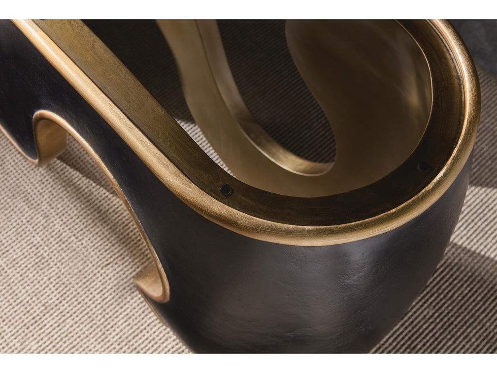 Melange Even and Flow Console Table with Smoked Glass Top in Black and Gold