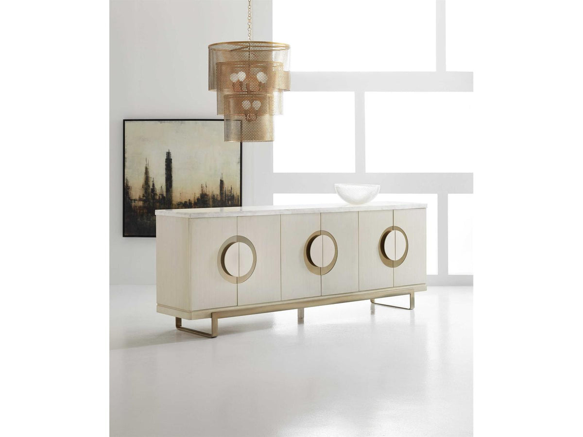 Melange Noelle Credenza in Cream White with Marble Top
