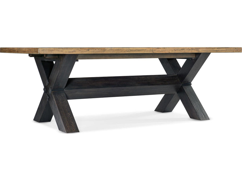 Big Sky Trestle Extendable Rectangle Dining Table Vintage Natural and Charred Timber