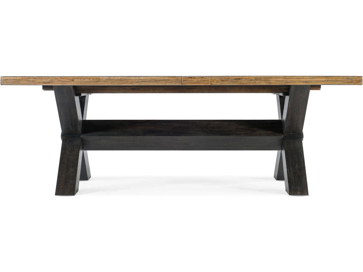 Big Sky Trestle Extendable Rectangle Dining Table Vintage Natural and Charred Timber