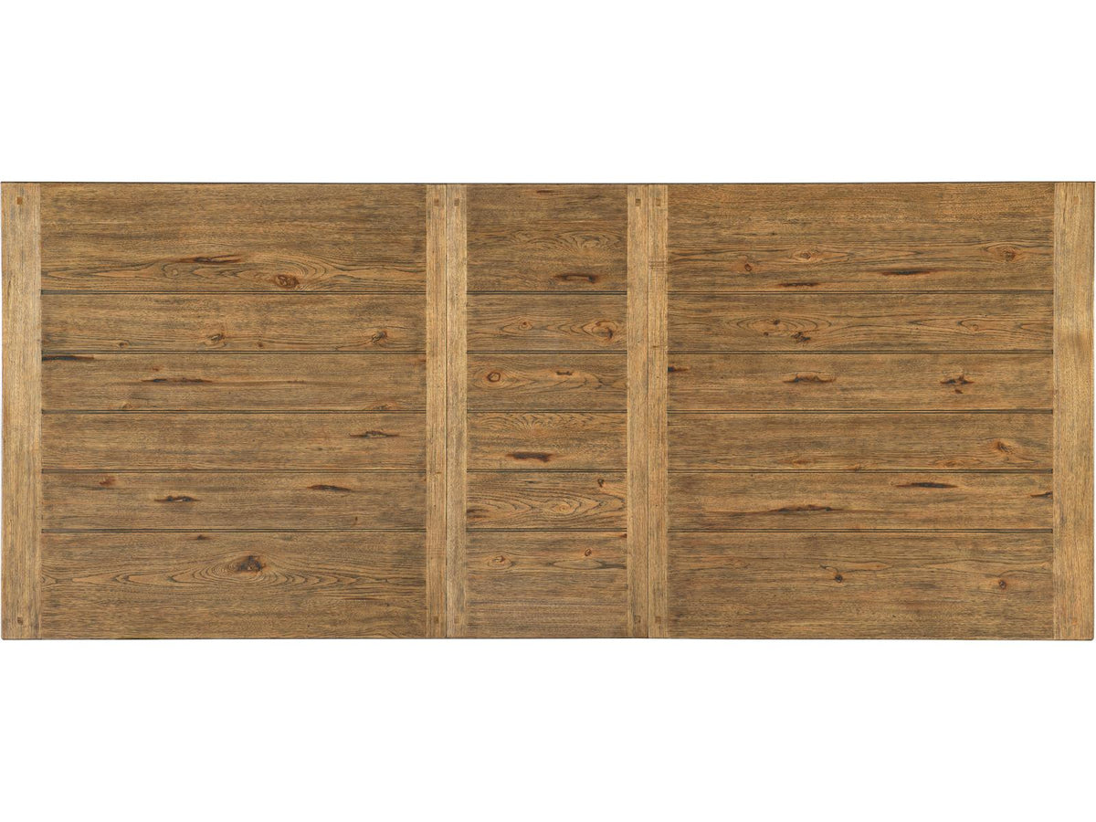 Big Sky Trestle Extendable Rectangle Dining Table Vintage Natural and Charred Timber