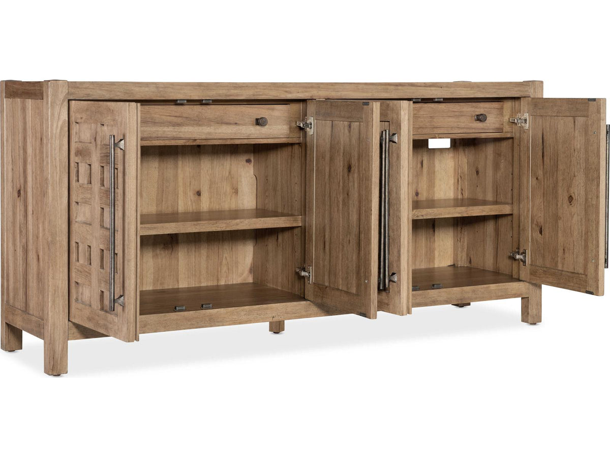 Vineyard Row 80-Inch Oak Wood Sonoma Sideboard with Travertine Top