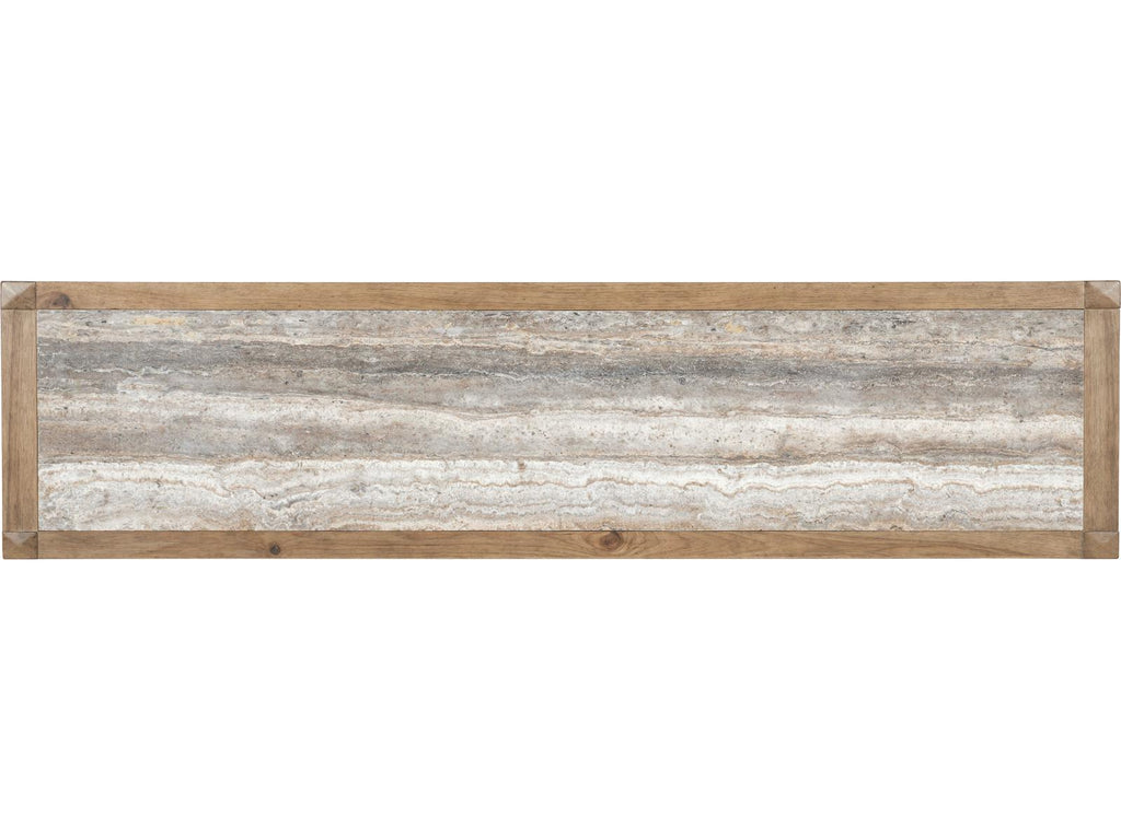 Vineyard Row 80-Inch Oak Wood Sonoma Sideboard with Travertine Top
