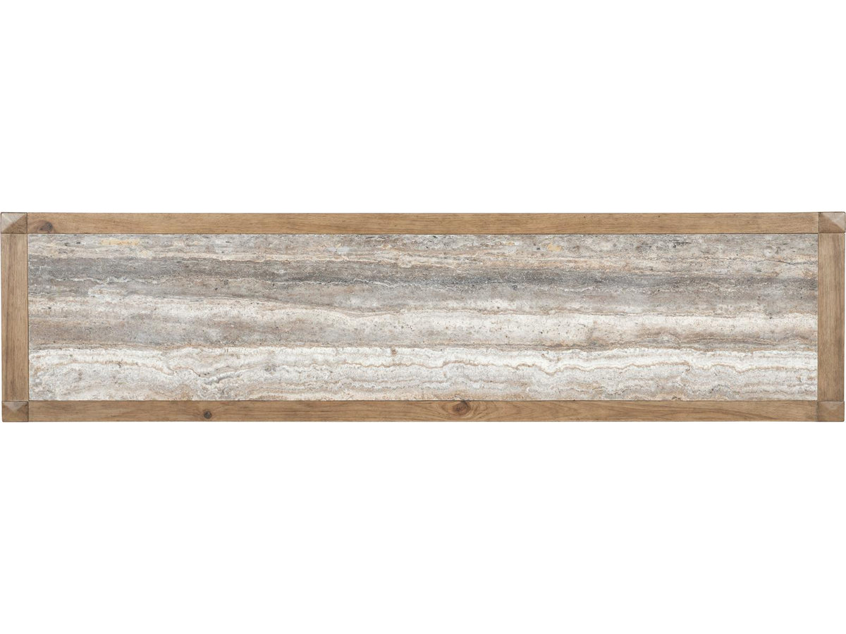 Vineyard Row 80-Inch Oak Wood Sonoma Sideboard with Travertine Top