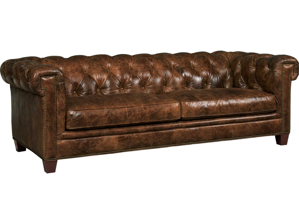 Chester 3-Seat Aniline Leather Stationary Sofa in Dark Natchez Brown