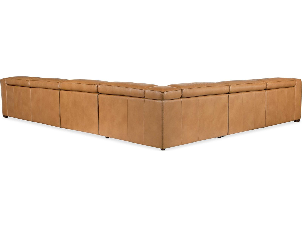 Fresco 6-Seat 4-Power Reclining Semi-Aniline Leather Sectional in Brown