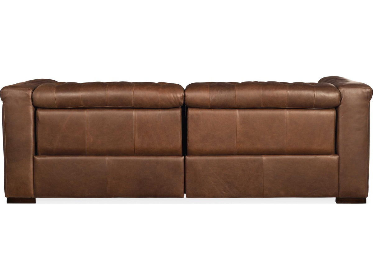 Heritage Dark Wood Brown Leather Sofa