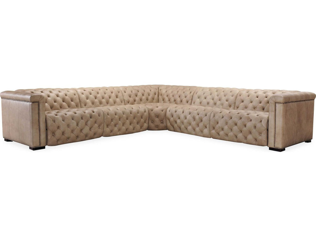 Savion Grandier 5-Piece Power Headrest Tufted Leather Sectional Sofa