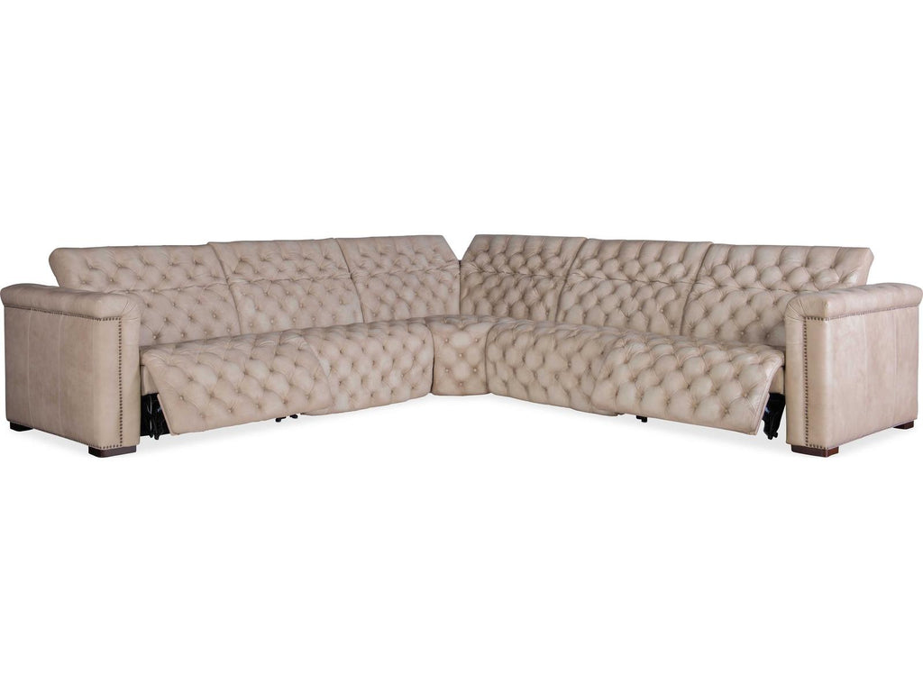 Savion Grandier 5-Piece Power Headrest Tufted Leather Sectional Sofa