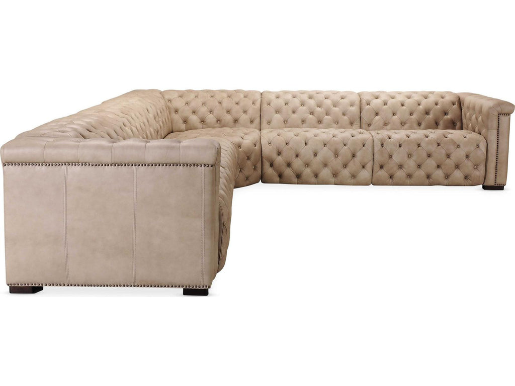Savion Grandier 5-Piece Power Headrest Tufted Leather Sectional Sofa