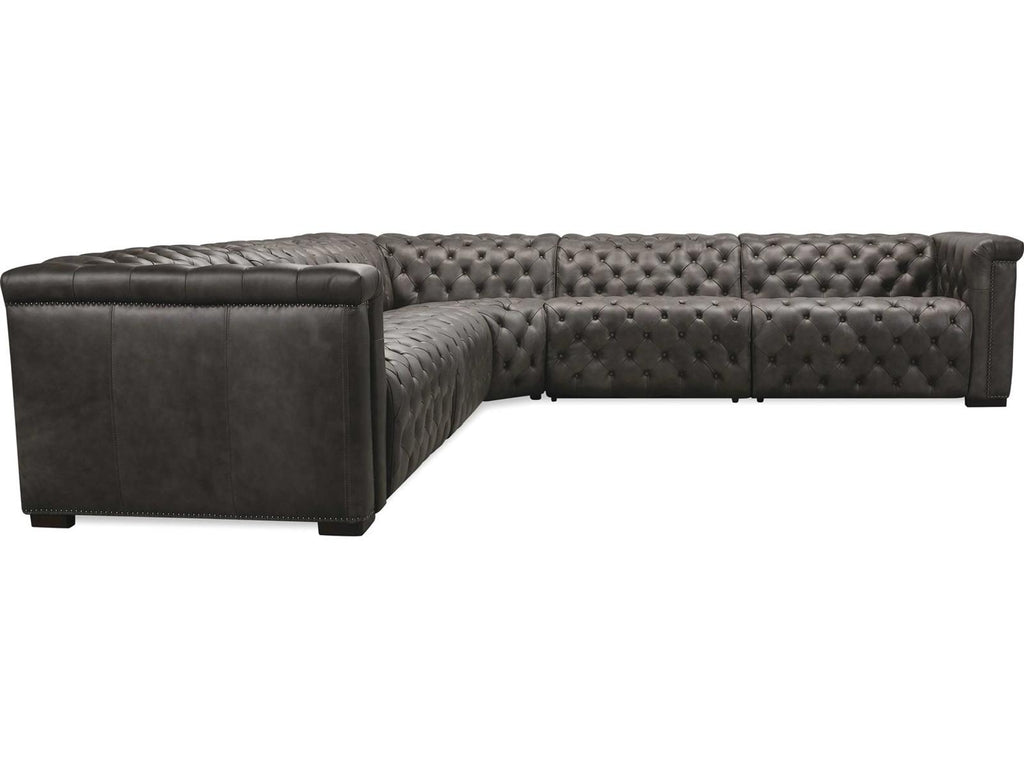 Savion Grandier 5-Piece Power Reclining Sectional Sofa in Bellagio Gravel Leather