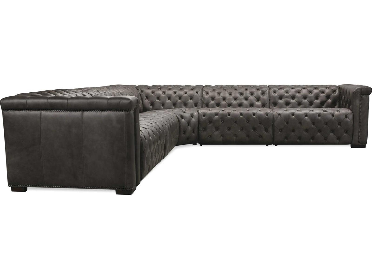 Savion Grandier 5-Piece Power Reclining Sectional Sofa in Bellagio Gravel Leather