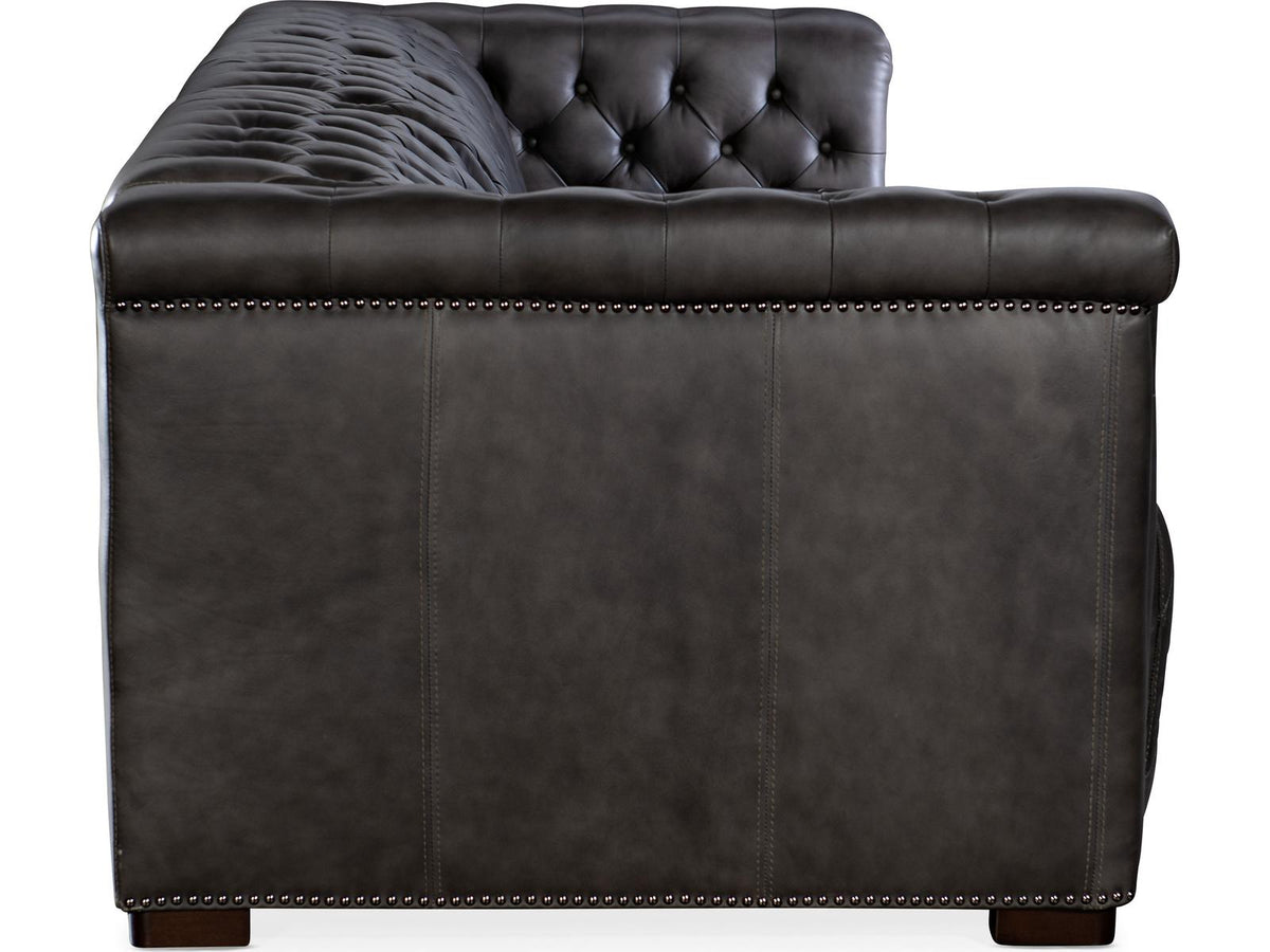 Savion Grandier 3-Seat Power Reclining Sofa with Power Headrest in Bellagio Gravel Leather