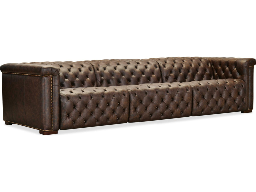 Savion Deux 3-Seat Power Reclining Sofa in West Saddlewood Top Grain Leather