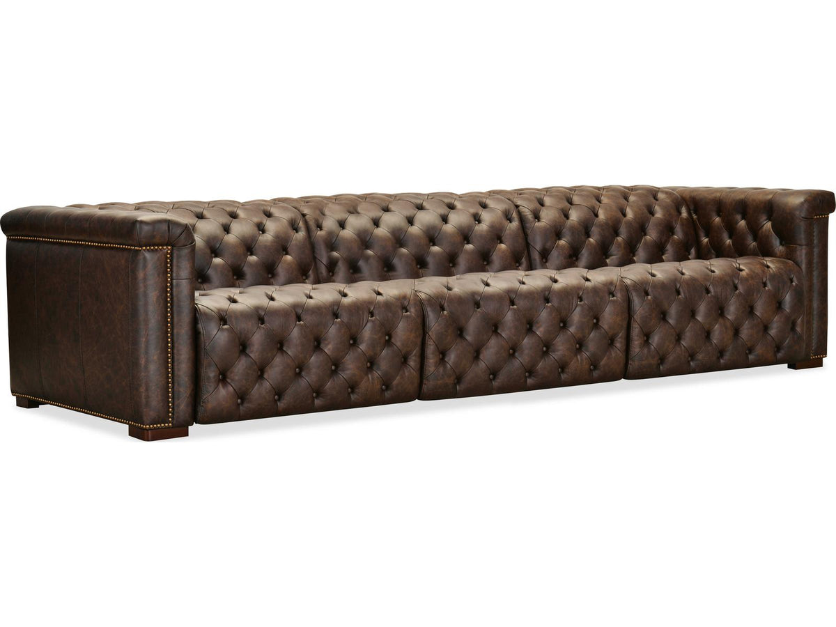 Savion Deux 3-Seat Power Reclining Sofa in West Saddlewood Top Grain Leather